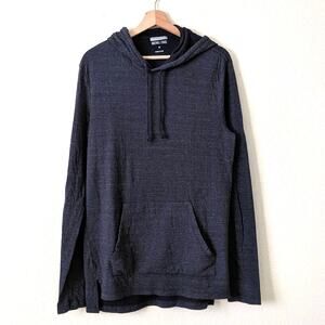 Michael Stars Mens Drawstring Hoodie Sweatshirt Pullover Long Sleeve Blue Medium